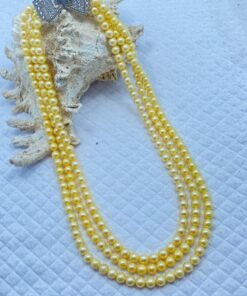 kalung 3 layers akoya sea pearls gold color