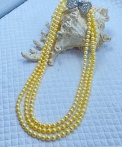 kalung 3 layers akoya sea pearls gold color