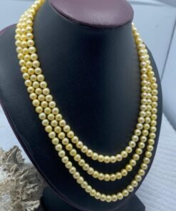 kalung 3 layers akoya sea pearls gold color