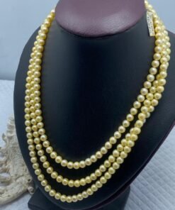 kalung 3 layers akoya sea pearls gold color