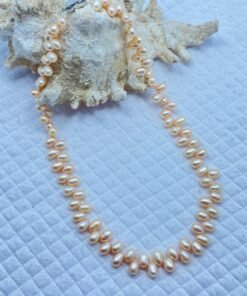 kalung fresh water pearls super peach color