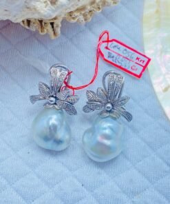 anting south sea pearls baroque silver color