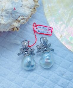 anting south sea pearls baroque silver color